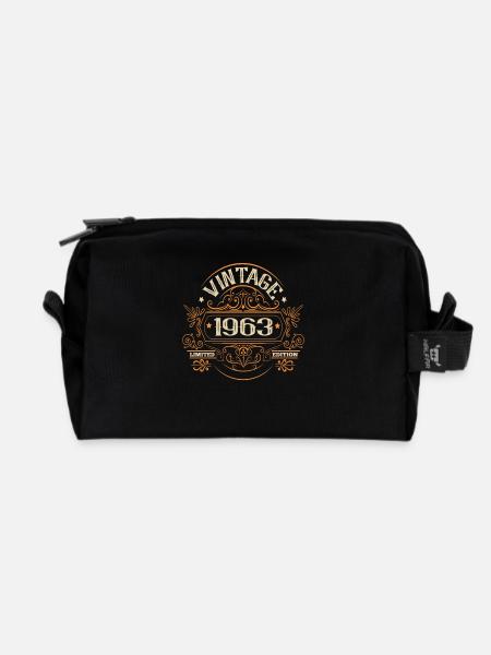 Vintage 1963 Geburtstag Sprüche Ornamente - Recycelte Kulturtasche - Schwarz
