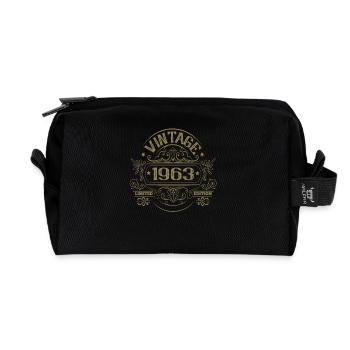 Vintage 1963 Geburtstag Sprüche Ornamente - Recycelte Kulturtasche - Schwarz - Vorne