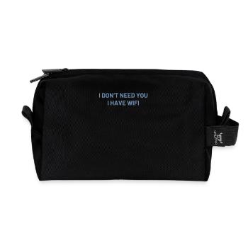 Ich brauche dich nicht ich hab WIFI - Recycelte Kulturtasche - Schwarz - Vorne