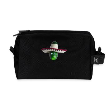 Concombre avec chapeau mexicain et yeux bleus - Trousse de toilette en tissu recyclé - noir - Devant