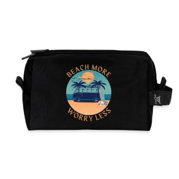 Beach More - Worry Less - Travel - Recycelte Kulturtasche - Schwarz - Vorne