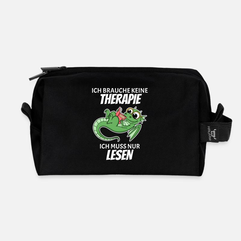 Bücher Drache Drachen - Recycelte Kulturtasche - Schwarz