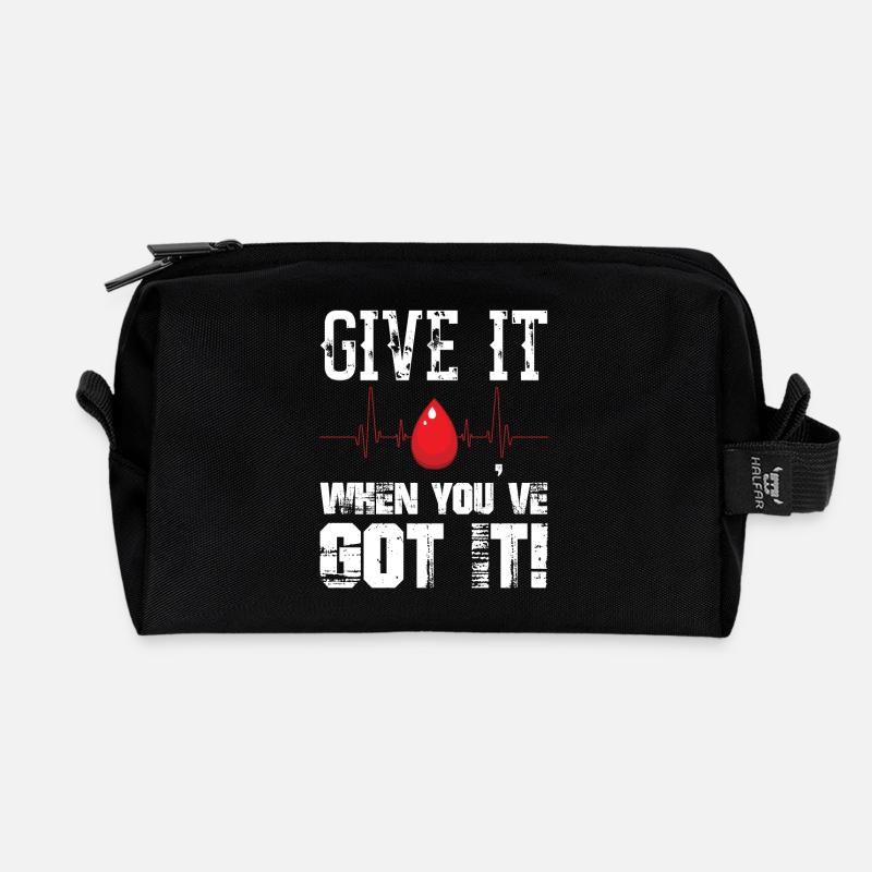 Give It When You ve Got It Blood Donor Donation - Recycelte Kulturtasche - Schwarz