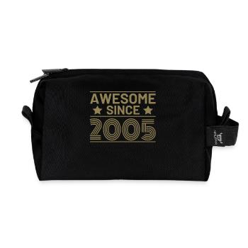 Birthday Awesome since 2005 - Recycled Toiletry Zip Bag - black - Front