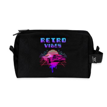 Retro Vibes Sportwagen Vaporwave Sunset - Recycelte Kulturtasche - Schwarz - Vorne