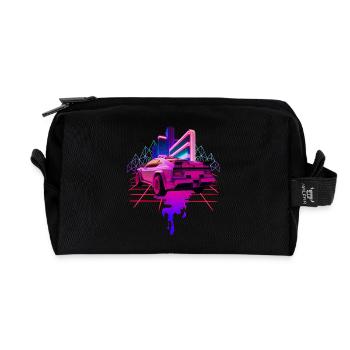 Retro Wave Sportwagen Vaporwave - Recycelte Kulturtasche - Schwarz - Vorne