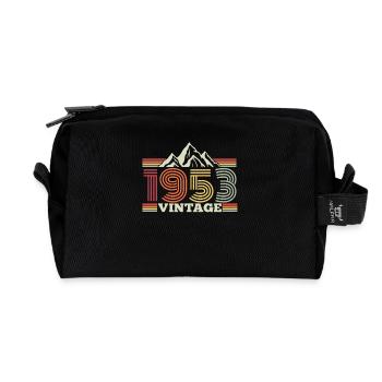 Anniversaire avec des montagnes pour le millésime 1953 - Trousse de toilette en tissu recyclé - noir - Devant