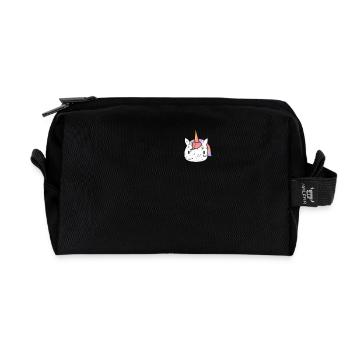 Tête de licorne aux couleurs de l’arc-en-ciel Pocket Grunge - Trousse de toilette en tissu recyclé - noir - Devant