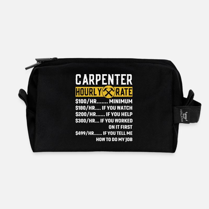 Vintage Carpenter Apparel Woodworking Hourly Rate - Recycelte Kulturtasche - Schwarz