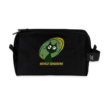 Dizziness Vintage Cartoon Cat - Recycled Toiletry Zip Bag - black - Front