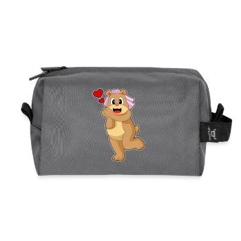 Bear Bride Veil Wedding - Recycled Toiletry Zip Bag - anthracite - Front