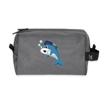 Delfin Student Diplom Universität - Recycelte Kulturtasche - Anthrazit - Vorne