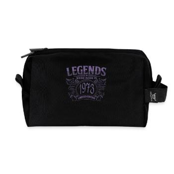 vintage 1973 birthday legend vintage with - Recycled Toiletry Zip Bag - black - Front