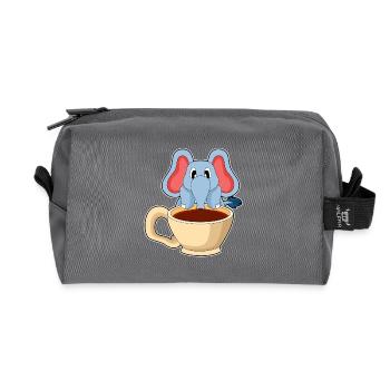 Elephant cup of coffee - Recycled Toiletry Zip Bag - anthracite - Front