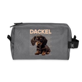 Rauhaardackel Dachshund Hund Hunde Welpe Dackel - Recycelte Kulturtasche - Anthrazit - Vorne