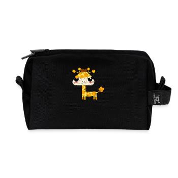 Cute kawaii giraffe - Recycled Toiletry Zip Bag - black - Front