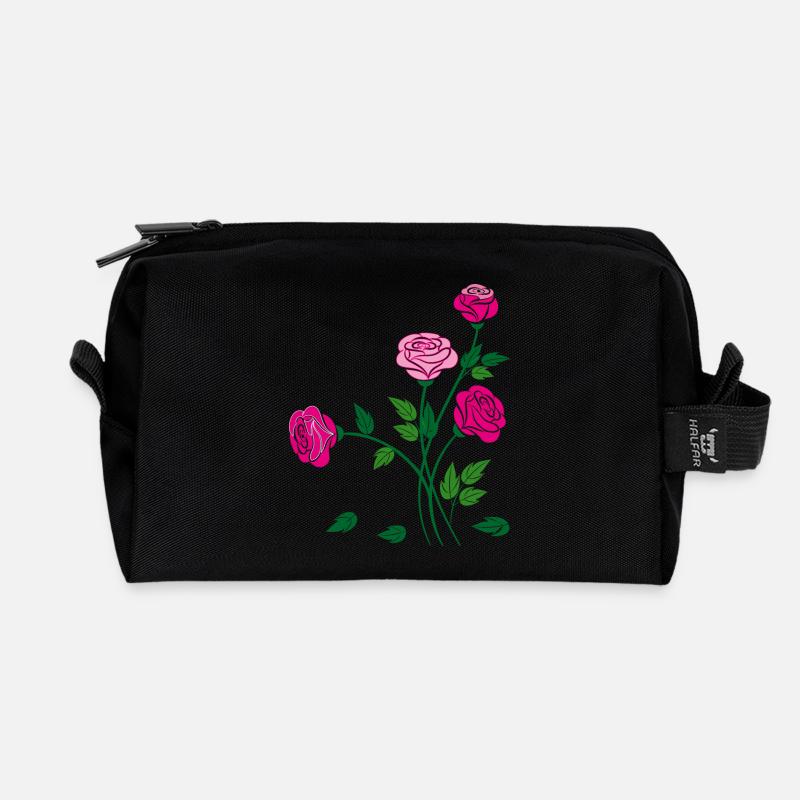 Rosen, Blumen, Garten - Recycelte Kulturtasche - Schwarz