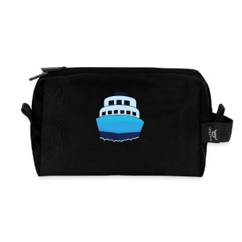 Cruise Ship Design Blue Minimalist - Recycled Toiletry Zip Bag - black - Front