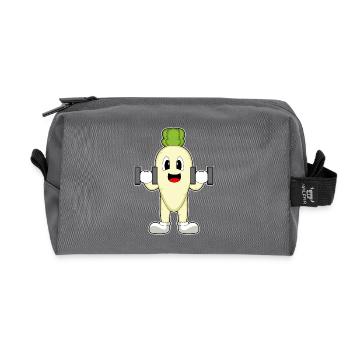 Radieschen Bodybuilder Hanteln Bodybuilding - Recycelte Kulturtasche - Anthrazit - Vorne