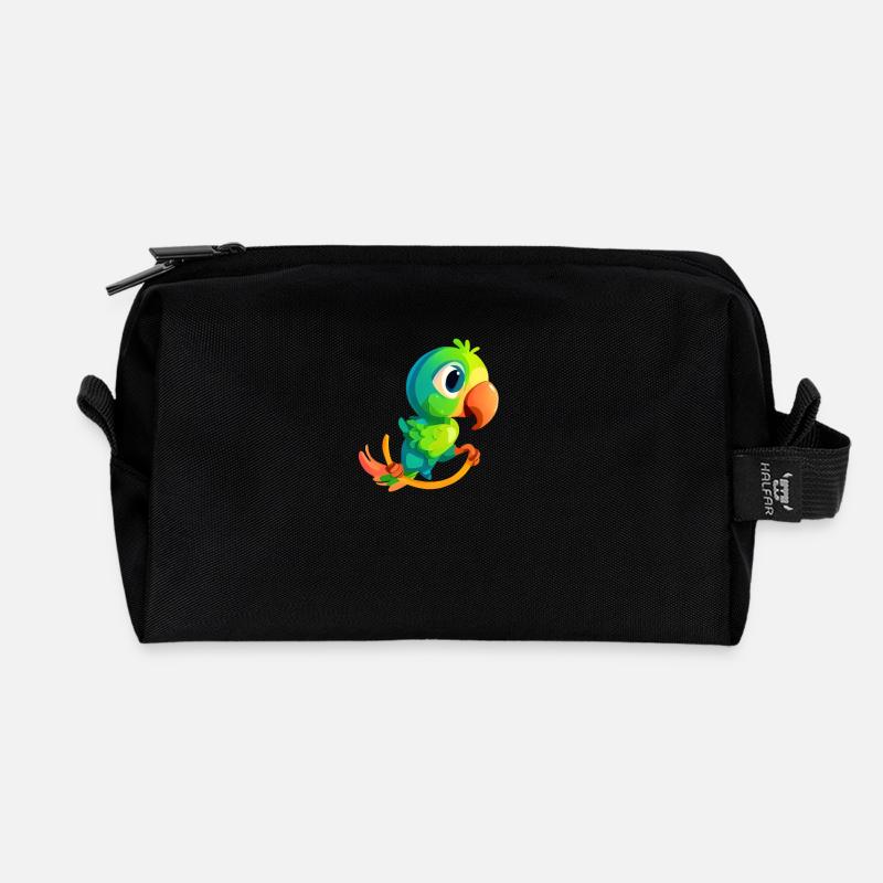 Vogel Wippe Papagei grün - Recycelte Kulturtasche - Schwarz