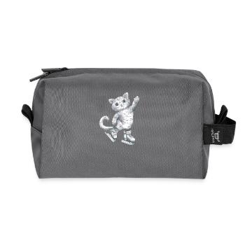 Cat on skates drawing - Recycled Toiletry Zip Bag - anthracite - Front