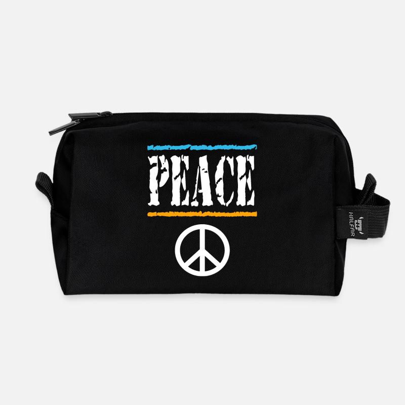 Retro Peace Vibes Tee - Recycled Toiletry Zip Bag - black