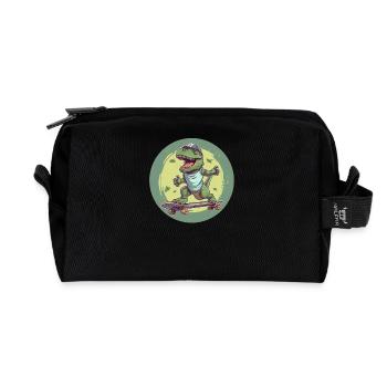 Cool T-Rex avec casquette de baseball sur skateboard - Trousse de toilette en tissu recyclé - noir - Devant