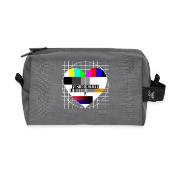 Testbild Herz Sendeschluss 90er Party 80er Jahre - Recycelte Kulturtasche - Anthrazit - Vorne