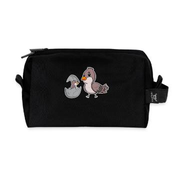 Bird Family - Bird with Baby - Recycled Toiletry Zip Bag - black - Front