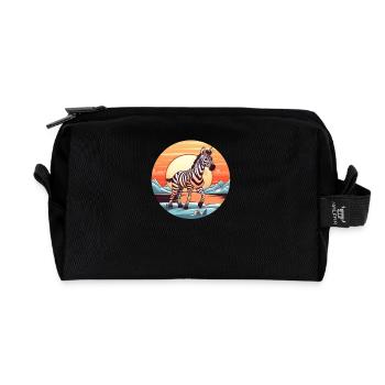 Zebra Sunset - Recycled Toiletry Zip Bag - black - Front