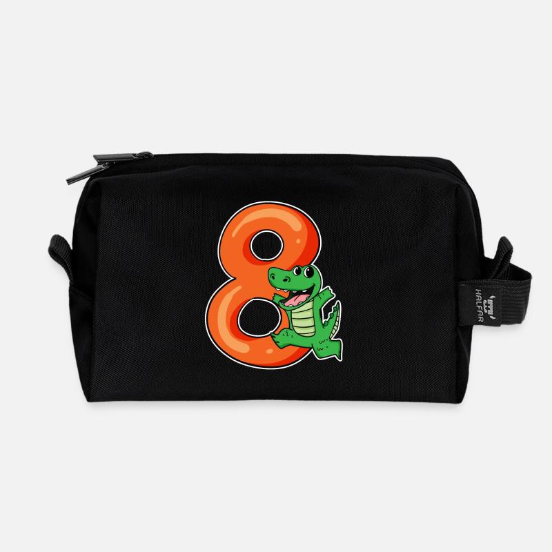 8 Geburtstag 8 Jahre alt mit Tier Motiv - acht - Recycelte Kulturtasche - Schwarz
