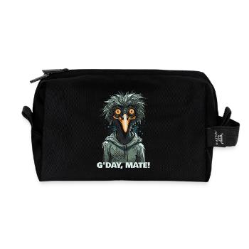 G'day Mate: Australischer Emu Cartoon - Recycelte Kulturtasche - Schwarz - Vorne