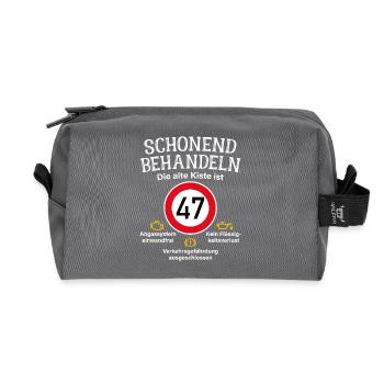 47. Geburtstag Schonend Behandeln 47 Alte Kiste 47 - Recycelte Kulturtasche - Anthrazit - Vorne