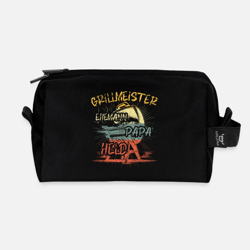 Vintage Grillmeister Papa Held Ehemann Grillen BBQ - Recycelte Kulturtasche - Schwarz