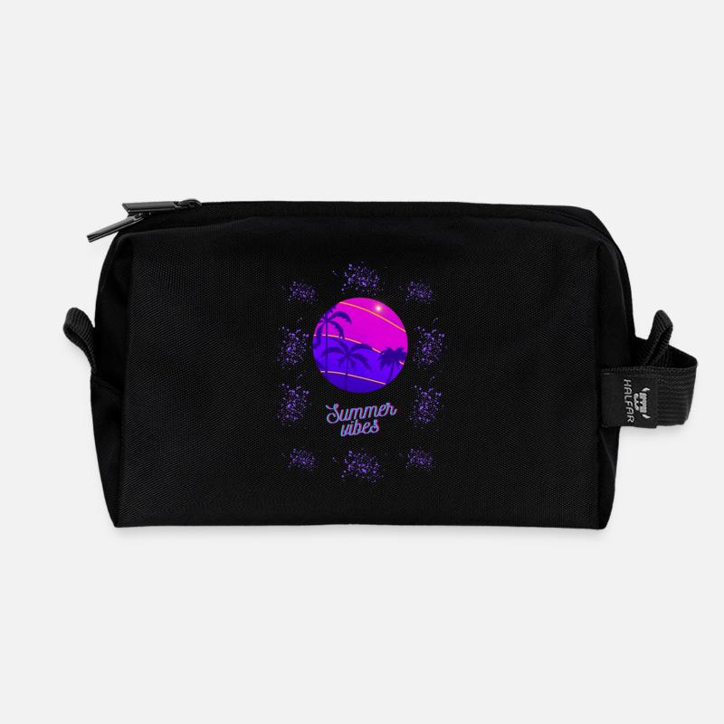 Sommer Vibes Neon Design - Recycelte Kulturtasche - Schwarz