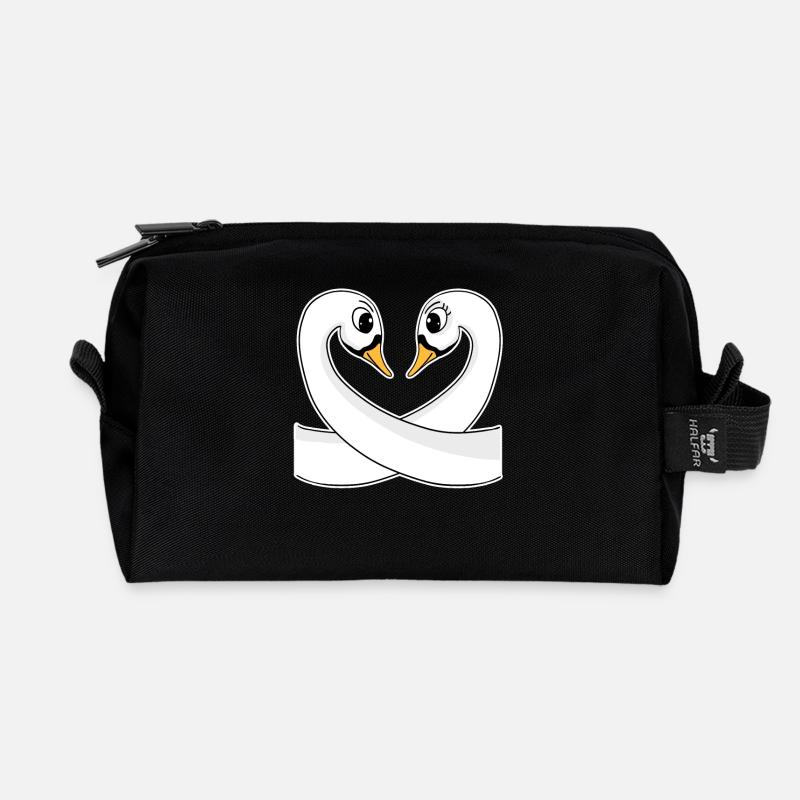 Zwei Schwäne - Recycelte Kulturtasche - Schwarz