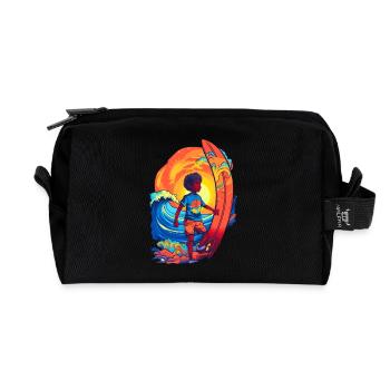 Surfer with sunbeam motif - Recycled Toiletry Zip Bag - black - Front