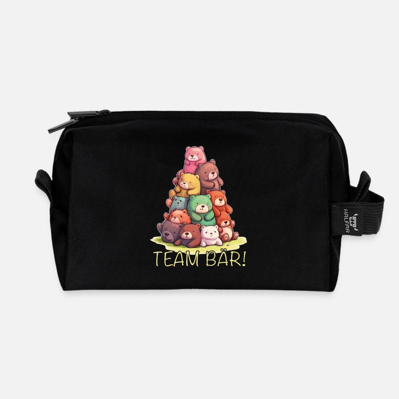 Team Bär Teddybär - Recycelte Kulturtasche - Schwarz