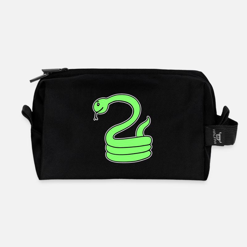 Schlange - Grüne Schlange - Recycelte Kulturtasche - Schwarz