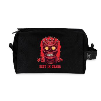 Rest in Gears – King of Mechanics - Recycled Toiletry Zip Bag - black - Front