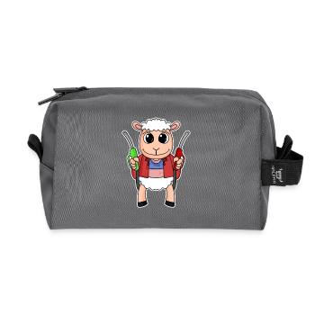 Gas station attendant sheep gas station - Recycled Toiletry Zip Bag - anthracite - Front