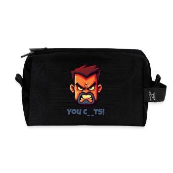 Angry Face Butcher Funny Insult - Recycled Toiletry Zip Bag - black - Front
