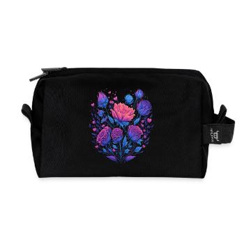 neon Rosenstrauß Vintage Rosen - Recycelte Kulturtasche - Schwarz - Vorne