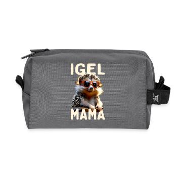 Igel Mama Mom Igelfrau Muttertag Igelmama Igel Mum - Recycelte Kulturtasche - Anthrazit - Vorne