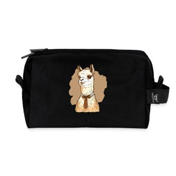 Freundliches Lama mit Fliege um den Hals - Recycelte Kulturtasche - Schwarz - Vorne