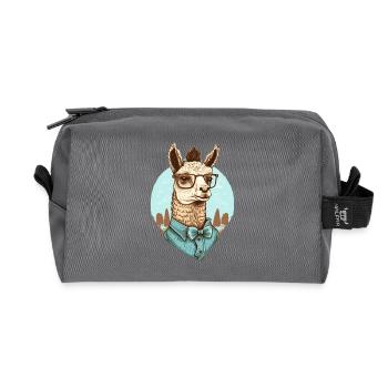 Nerdiges Lama mit Brille und Hemd - Recycelte Kulturtasche - Anthrazit - Vorne