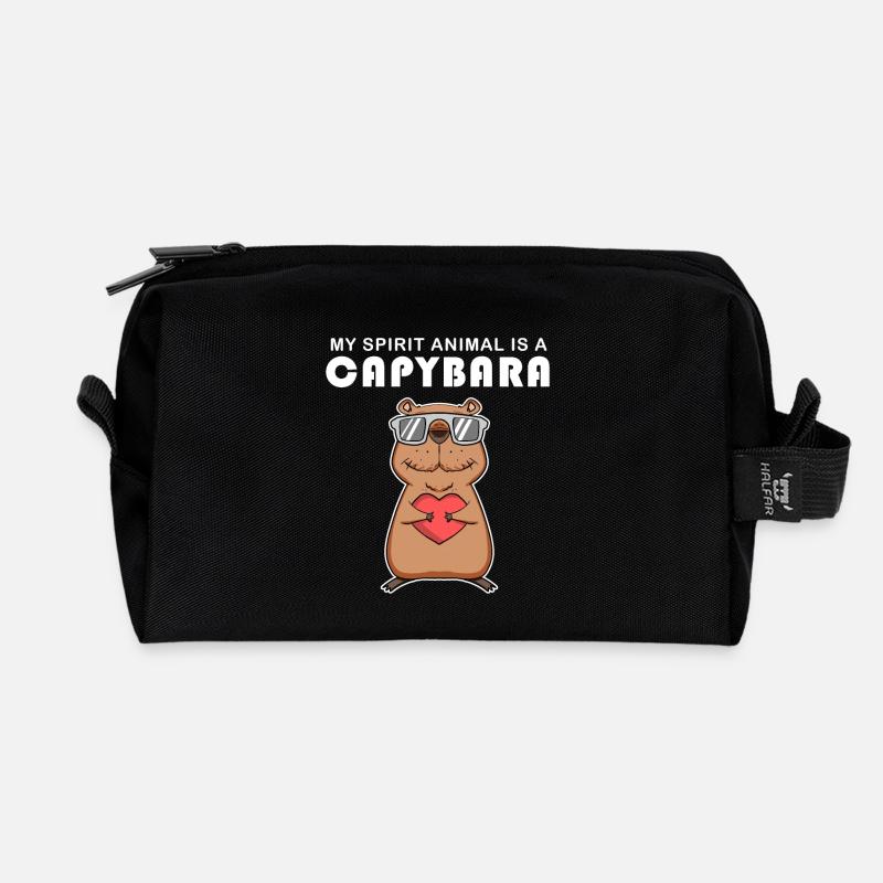 Capybara Capybara Cadeau - Trousse de toilette en tissu recyclé - noir