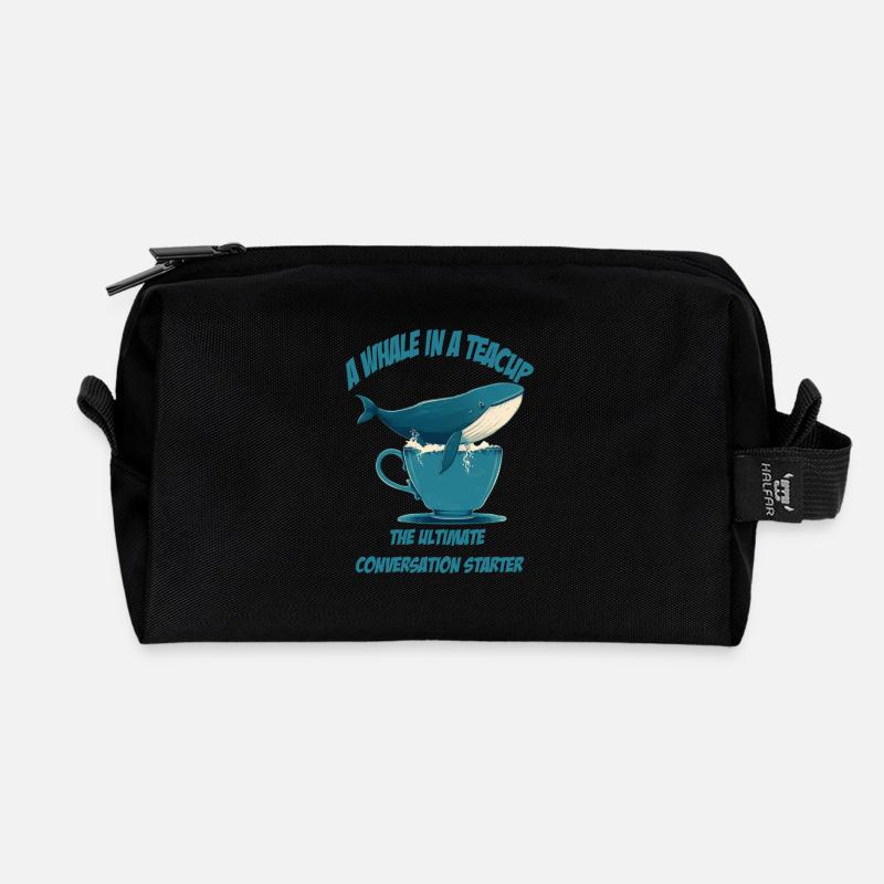 Wal in Teetasse conversation starter - Recycelte Kulturtasche - Schwarz