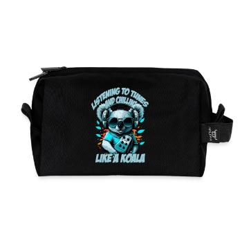 koalabär mit Schriftzug, Walkman und Sonnenbrille - Recycelte Kulturtasche - Schwarz - Vorne