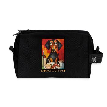 Ein Fest, ein Essen und ein Dackel - Recycelte Kulturtasche - Schwarz - Vorne